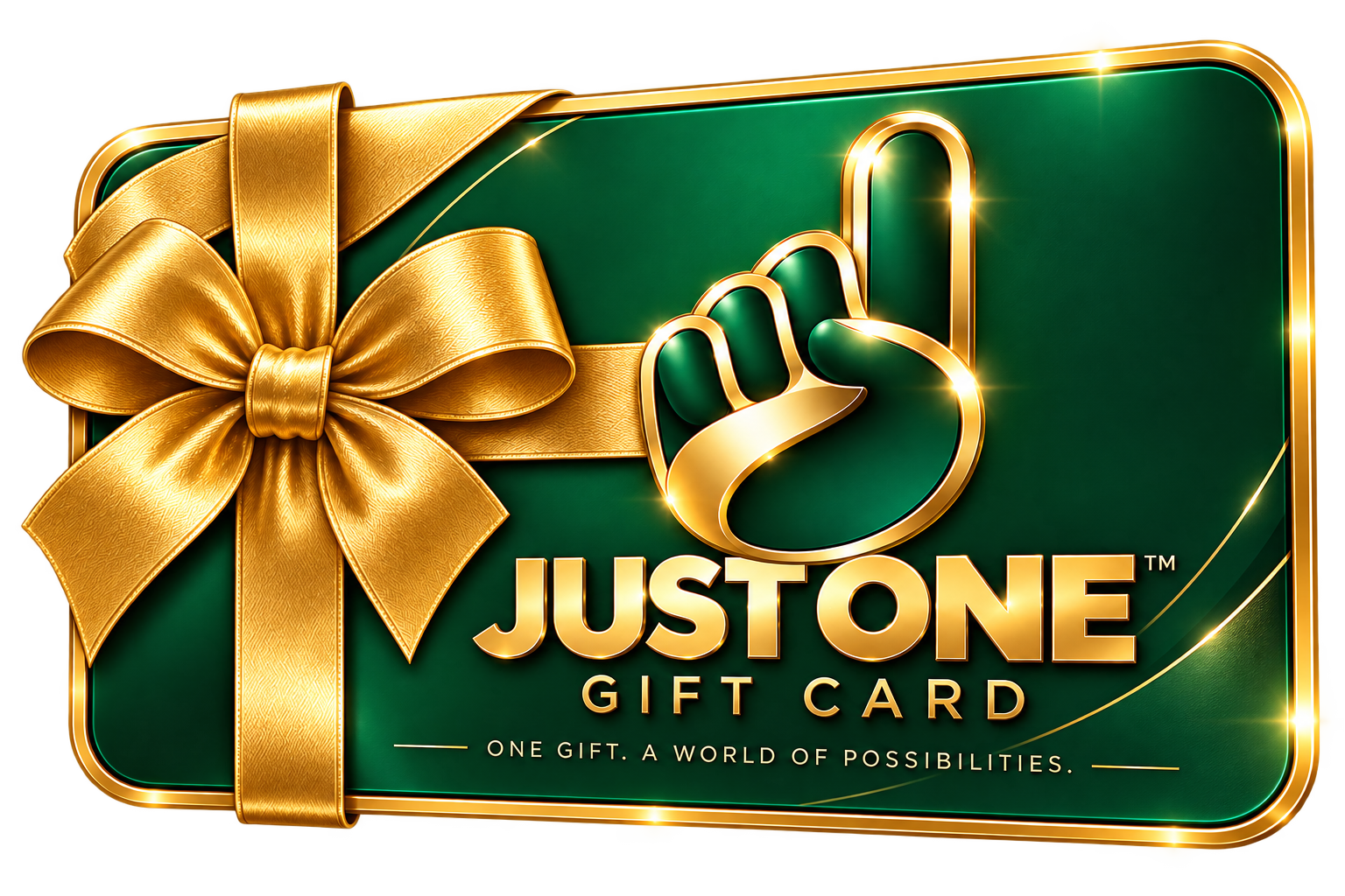 JUST ONE™ digital gift card in emerald green and gold